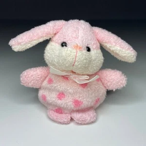 Vintage Russ Luv Bunch Bunny Baby Puffs Plüsch 3 Zoll Mini rosa gepunktet Beanie - Bild 1 von 9