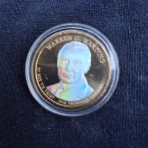 Warren G Harding 2014 Gold tone platinum $1 dollar coin from proof set NICE - Picture 1 of 2