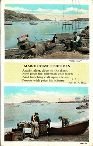 Maine Coast Fishermen Poem H F Huse Postcard WB 1931 Aunt Died Last Night - Picture 1 of 2