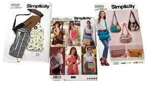 Lot 3 craft patterns Simplicity purse and bag NEW slouch sling and festival bags - Picture 1 of 8