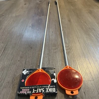 Vintage Bike Safety Reflector Safety 42” Tall Fiberglass Pole RARE Lot Of 2 NOS - Image 1 of 4