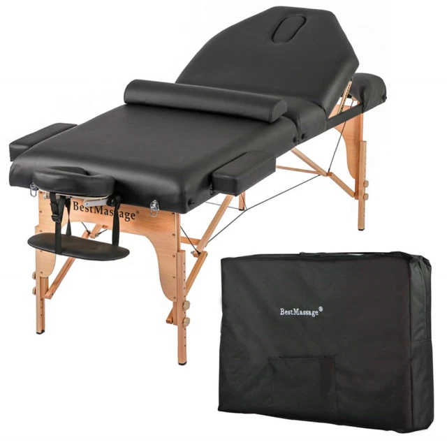 BestMassage MT-H9-10 77 x 30 inch Reiki Portable Massage Table - Black