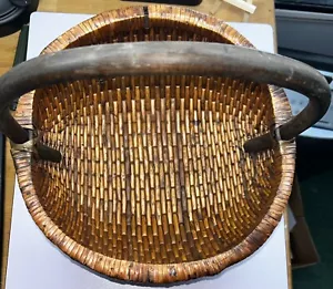 Antique Chinese Rattan Willow Weave Rice Basket Shandon Provance - Picture 1 of 18