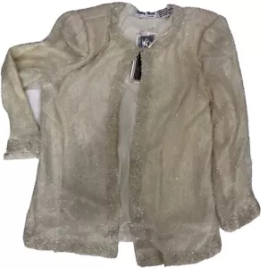 silky nites new york open cardigan jacket evening dinner Ivory NWT SZ S - Picture 1 of 6