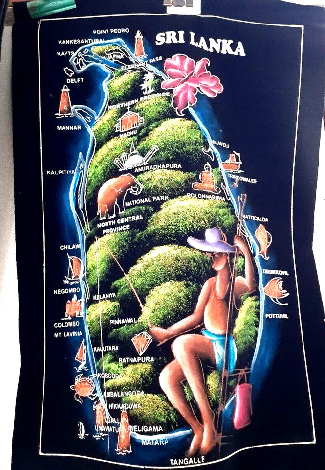 NUEVO Mejor Calidad Colgante de Pared Mapa de Sri Lanka Lugares Turísticos Arte Único Foto 1 de 4