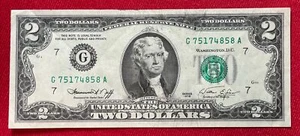1976 $2 Dollar Bill United States Treasury Note Chicago IL G75174858A - Picture 1 of 2