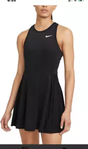 NUEVO SIN ETIQUETAS Nike Negro Court Advantage coqueto vestido sin mangas para y acampanado sedoso S M - Imagen 1 de 5
