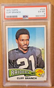 1975 Topps #524 Cliff Branch Rookie card Oakland Raiders HOF PSA EX-Mint 6 - Picture 1 of 2
