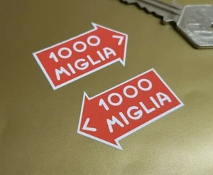 Mille Miglia Rally Stickers 40mm Pair Classic Race Car Rallye Arrow Racing 1000 - Picture 1 of 1