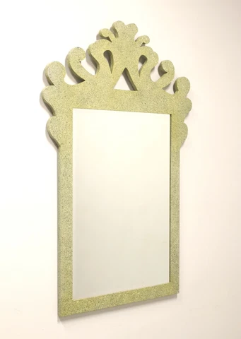 Mid 20th Century Italian Art Deco Green Speckled Beveled Wall Mirror Cover