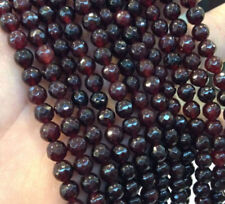 4MM India Red Garnet Faceted Gemstone Round Loose Beads 15" Strand