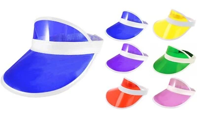 FNA FASHIONS New Unisex Sun Visor Pub Golf Poker Colour Clear Hat Vegas Cap 80's Fancy Dress