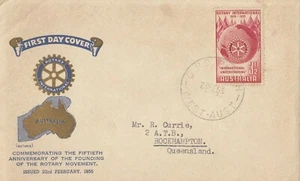 Stamp 3&1/2d Australia Rotary International issue on Guthrie FDC Rockhampton - Picture 1 of 1