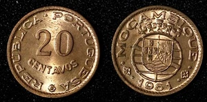 Mozambique Bronze 1961 20 Centavos UNC Toned KM# 85 (27 672) - Picture 1 of 3