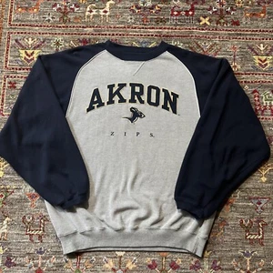 Vintage Y2K Akron Zips NCAA Crew Neck Sweatshirt Size Large - Picture 1 of 11
