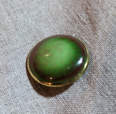 Vintage new stock gem porcelain green button 7/8 in - Image 1 of 2