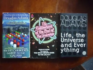 Douglas Adams The Hitch-Hikers Guide to the Galaxy trilogy 2 pbs 1 Hc pocket Ed - Picture 1 of 4