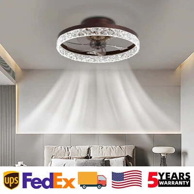 Ventilador de techo de 20 pulgadas marrón claro moderno montaje empotrado con kit de control remoto APP Foto 1 de 4