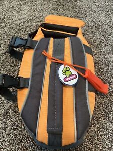 Dog Pet Life Vest Top Grab Handle Chin Flotation Pad Neon Orange Sz XS TOP PAW