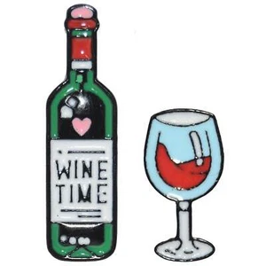 Enamel Pin - Wine Time Set Of 2 Pins - Picture 1 of 1
