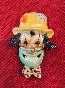 Vintage Enameled Multi-Colored Clown Face Brooch - Rare - Bild 1 von 2