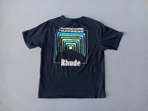 Rhude Mens Hardcore Happiness T-Shirt Size XL Black - Picture 1 of 9