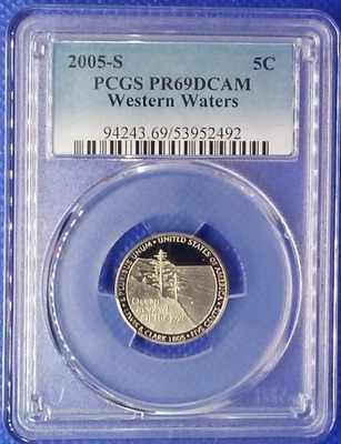 2005 S 5C Western Waters Jefferson Nickel PCGS PR69DCAM - Image 1 of 2