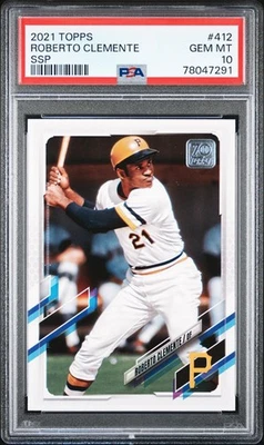 Topps #412 2021 Roberto Clemente SSP PSA 10 Pop 3 Foto 1 de 3