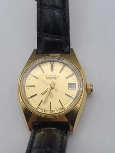 Citizen CQ Watch Women Gold Dial Gold Tone Date Round New Battery Working - Picture 1 of 17