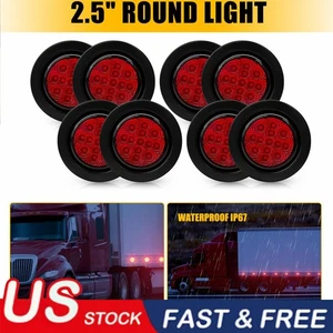 Luces de señalización laterales LED rojas redondas DOT de 2,5 pulgadas para remolque camión con tapones ojal - Imagen 1 de 10