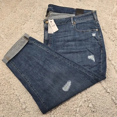 Pantalones de mezclilla desgastados con puños boyfriend de tiro bajo talla 28 (51 Wx28 L) nuevos con etiquetas Foto 1 de 4