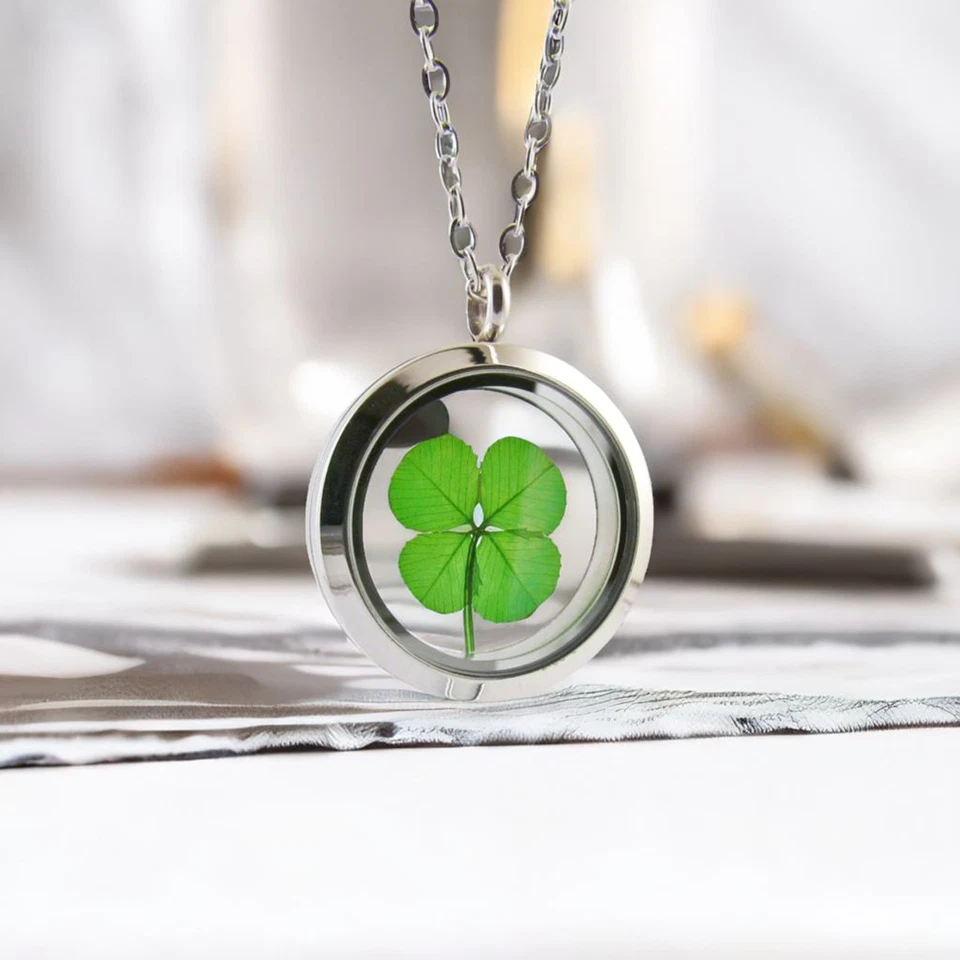 CLOVERS ONLINE Genuine Four Leaf Clover Good Luck Stainless Steel Pendant Necklace - SSN-4J