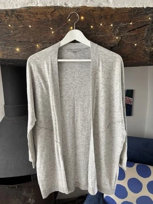 Oliver Bonas lightweight pale grey bat wing sleeve long open cardigan size 8 - Image 1 of 3