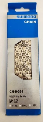 NOS NIB Shimano CN-HG91 Friction or Index Chain Vintage 6/7/8 Speed 116L w/Pin - Image 1 of 3