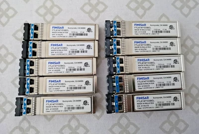 10X Finisar FTLX1471D3BCL 10Gb LR 1310NM 10KM SFP+Transceiver 10000BaseLC Single - Image 1 of 2