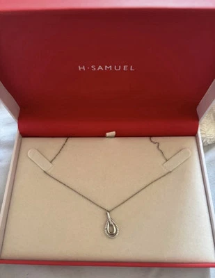 H . SAMUEL Sterling Silver Double Pear Shape Diamond Pendant Necklace  - Image 1 of 2