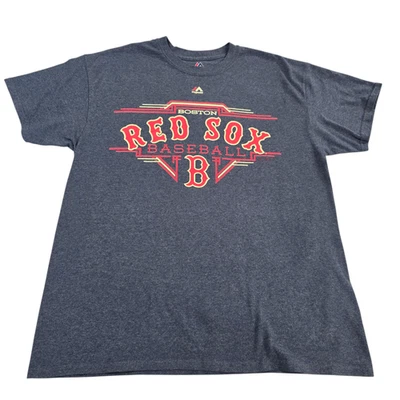 Majestic MLB T-Shirt Mens Gray L Boston Red Sox Baseball Crew Neck World Series - Image 1 of 4