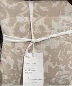 Nuevo Edredón Pottery Barn JACQUARD MEDALLION King Cal King y 3 fundas Euro Neutro - Imagen 1 de 4