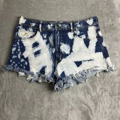 Pantalones cortos de mezclilla Jordache oscuros blanqueadores bordados desgastados para mujer talla 33 Foto 1 de 4