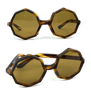 1950s Vintage French Unisex Hexagon Sunglasses Party Eyewear Hard To Find MINT - Picture 1 of 17