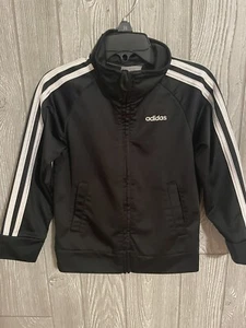 Adidas Training Jacket Black White Stripes Track Soccer  Zip Up Size 4T - EUC - Picture 1 of 6