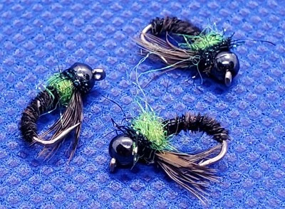 CAPT. KEN'S CUSTOM FLIES Fly Fishing- Tungsten Bead Cased Caddis, Cased Caddis Nymph, Bead Head Nymph
