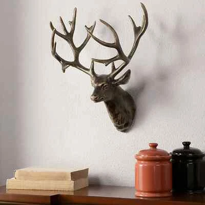 Majestic Deer Head Wall Mount Sculpture Rustic Cabin Lodge Antler SPI Home 35163 - Image 1 of 4