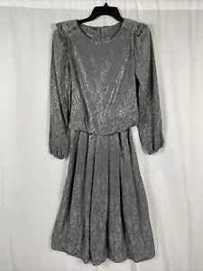Vestido Breli Originals Vintage Mujer Gris Midi Plata Metálica Hecho en Unión Talla 12 - Imagen 1 de 12