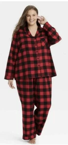Flannel Plus Pajama Set NEW Wondershop Womens XXL Buffalo Check Plaid Black Red - Picture 1 of 8