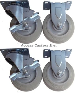 5P20NSET Set of 4, 5" Caster Wheel,Non Marking Wheels, 2 rigid 2 swivel brake - Picture 1 of 2