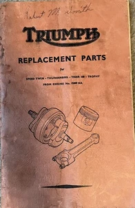 1951 Triumph Replacement Parts Manual Thunderbird Speed Twin Tiger 100 - Picture 1 of 4