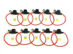 10pc 12GA. ATM/ATC MINI BLADE INLINE FUSE HOLDER CAR TRUCK BOAT RV COPPER +20amp - Picture 1 of 8