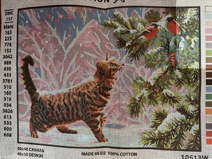 Printed Needlepoint Canvas Only Collection D Art 40x50 Cm Cat - Picture 1 of 4