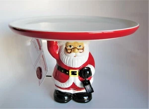 Mr. Christmas Led Light Santa Cake Stand Platter Whimsical Holiday Dish 10"x7" - Picture 1 of 11
